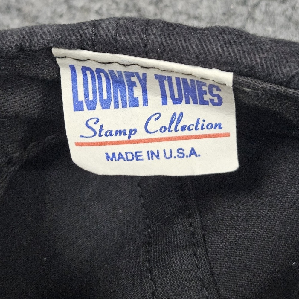 Vintage Looney Tunes Snapback Hat Black Bugs Bunny Taz Stamp Collection 90s USA - Picture 6 of 7